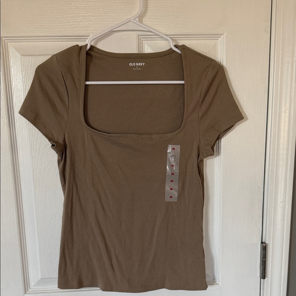 Old Navy Women's Brown Square Neck Short Sleeve Tee